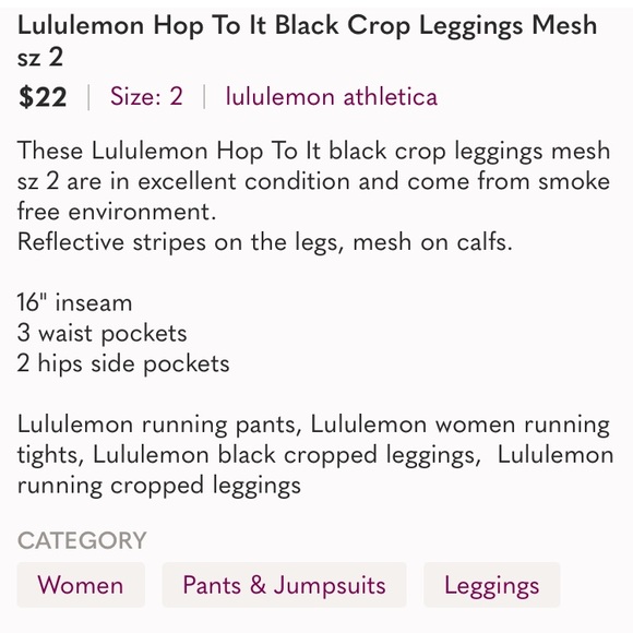 Lululemon Black Hop To It Capri Crop Leggings - Picture 13 of 13